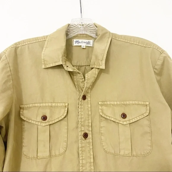 Madewell Khaki Cargo Button Down Workshirt Size XS - Picture 3 of 7